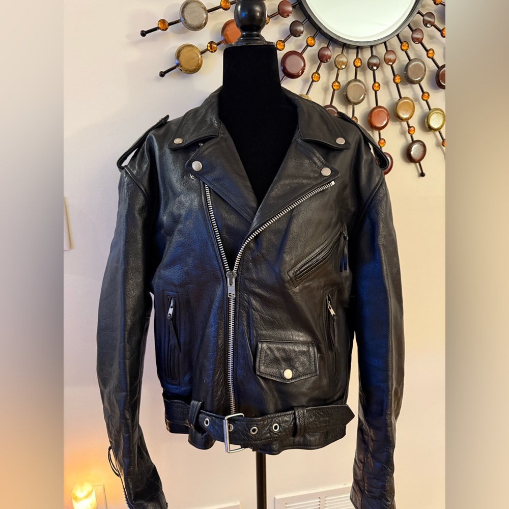 Classic Black Leather Jacket FMC size 46 ( XL )